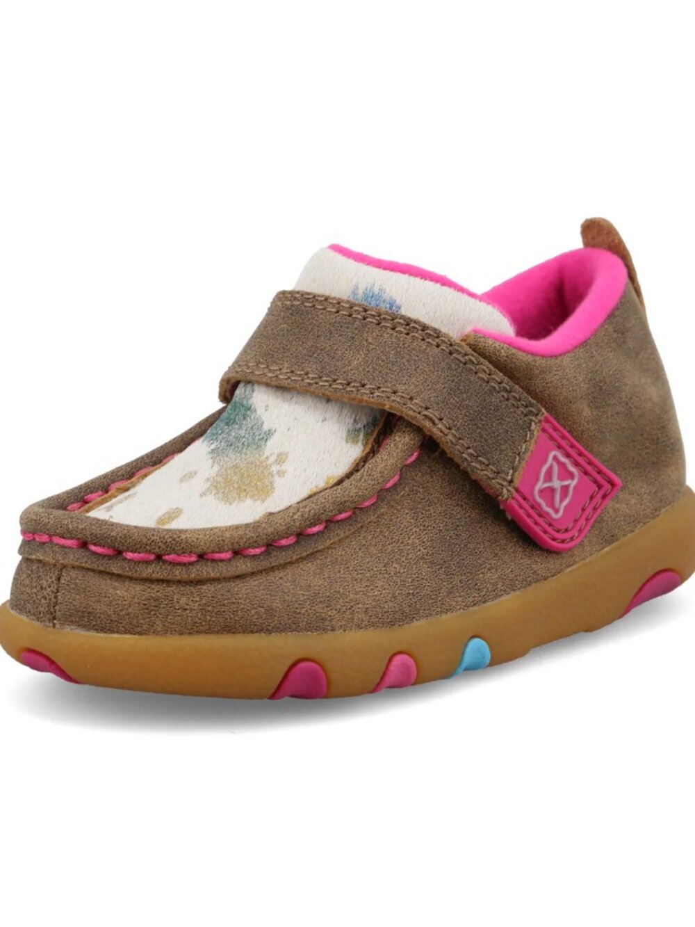 Twisted X Kids Driving Mocs Bomber Pink Cowhide Western Toddler ICA0033
